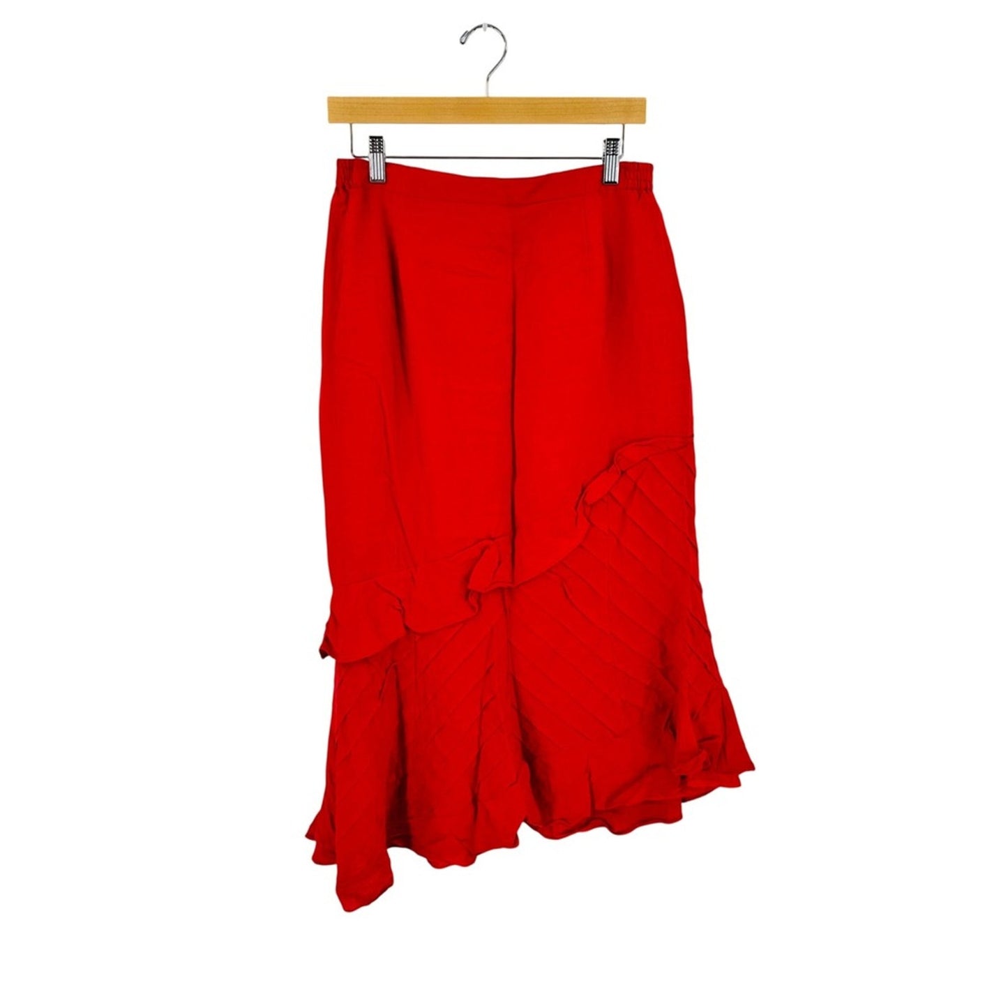 Vintage J.Song Collection 100% Linen Red Asymmetric Midi Skirt Red Size 12 Boho