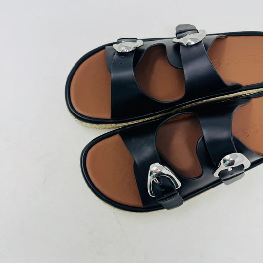 Aerosoles Women’s Size 10 Black Buckle Platform Sandals Espadrille Wedge Slides