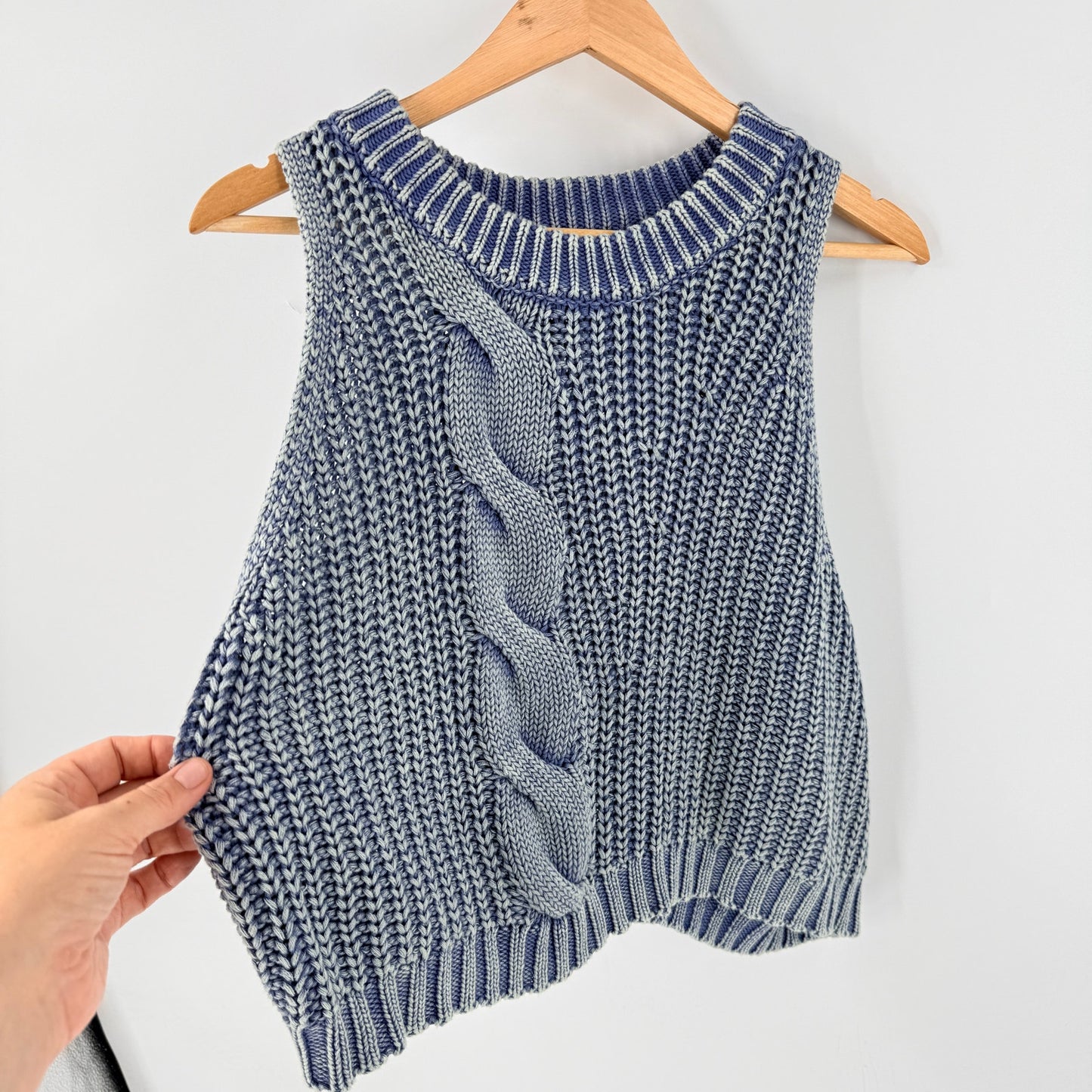 Fashion Nova Cable Knit Sweater Vest Blue White 2X NWT Coastal Preppy