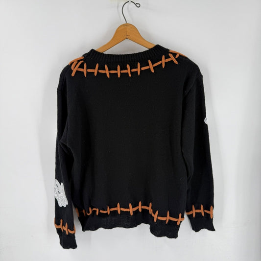 Boutique Bibi Ghost Sequin Sweater Black XL Halloween Spooky Festive Novelty