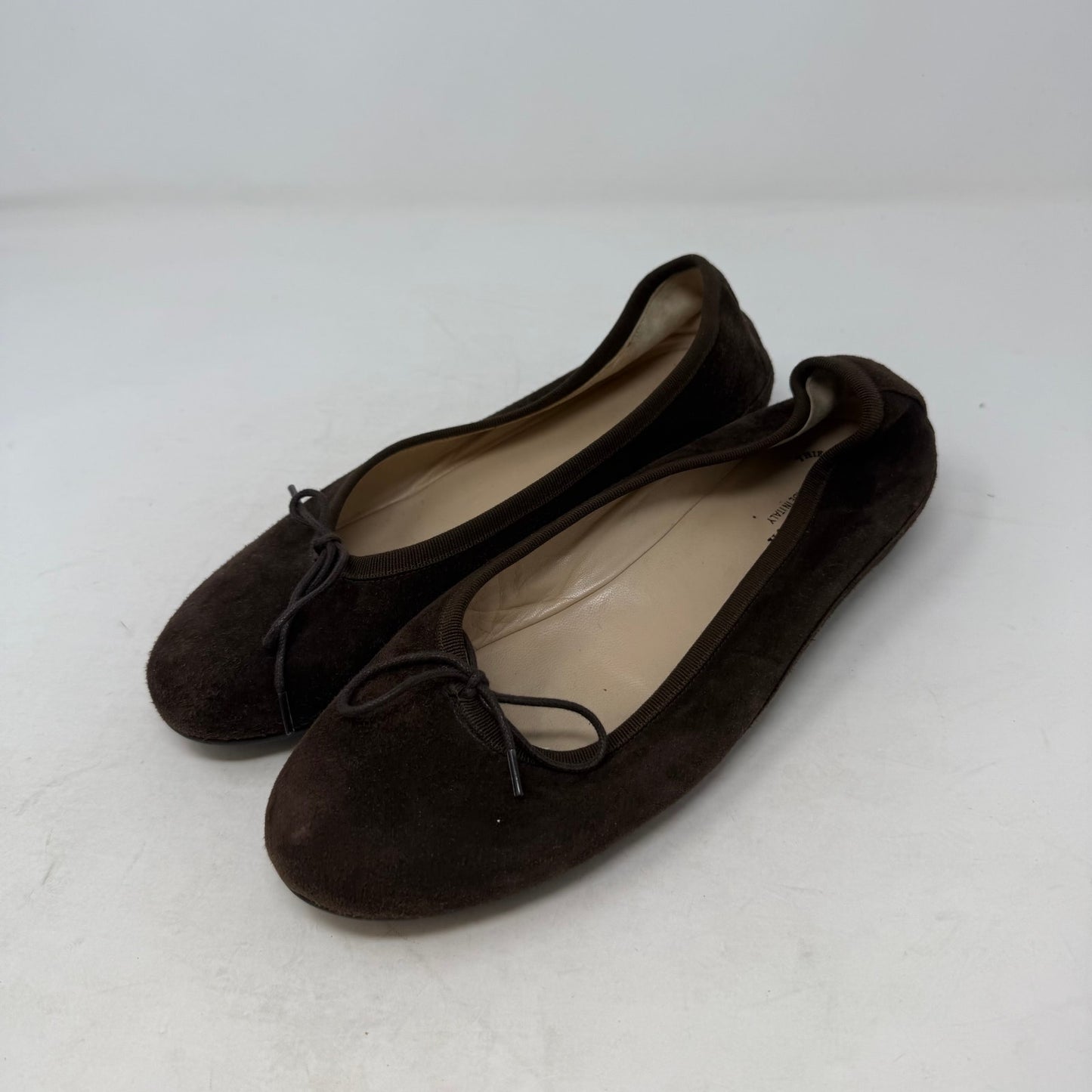Andy Julien Ballet Flats Women’s Size 38.5 Brown Suede Round Toe Slip On Shoes