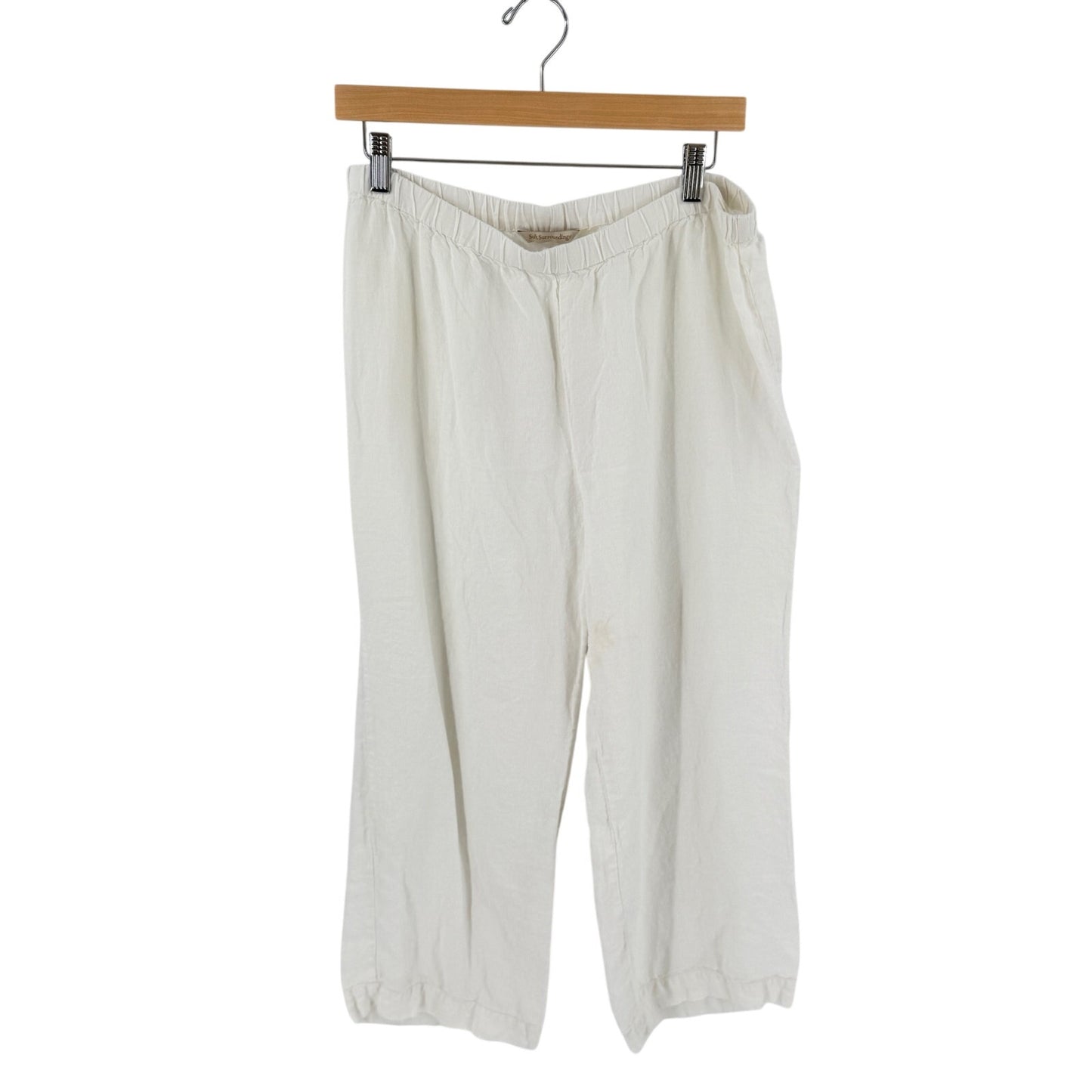 Soft Surroundings 100% Linen Pants White Petite Large Coastal Resort