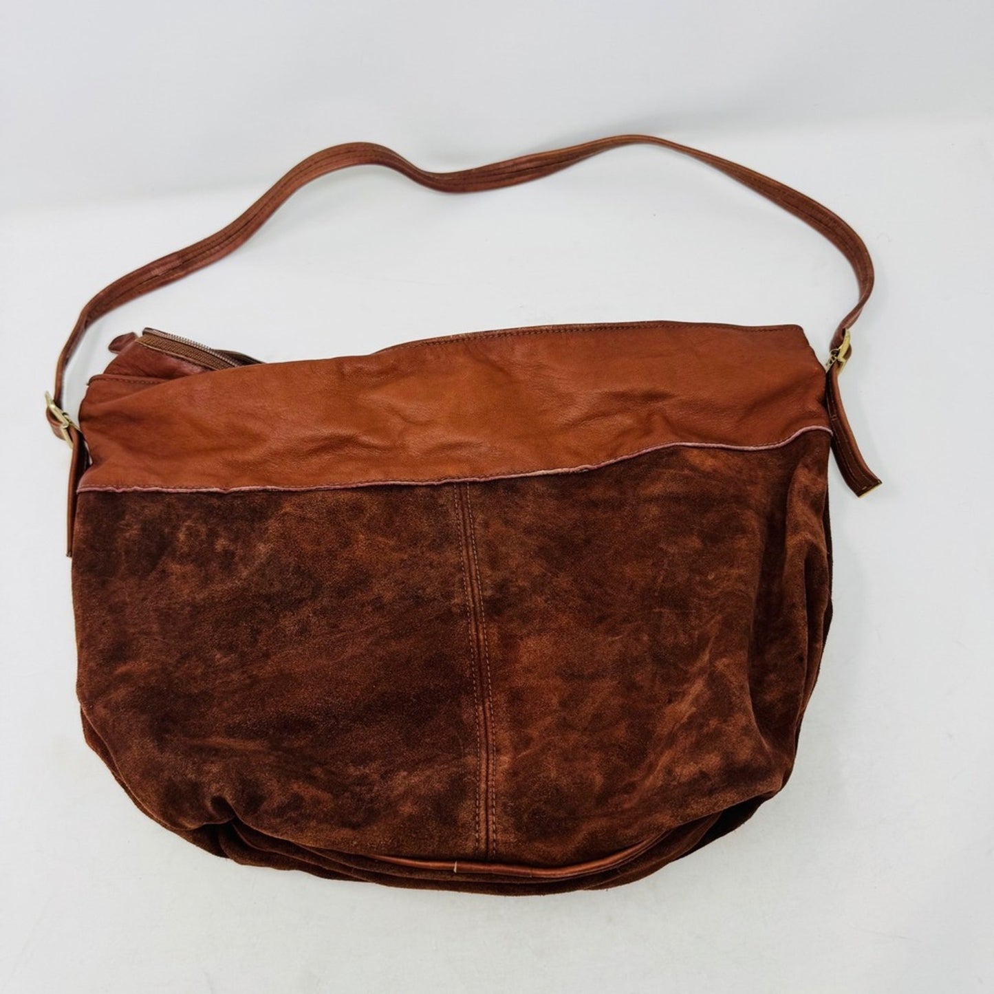 Bil Dorf Brown Leather Suede Hobo Shoulder Bag Purse