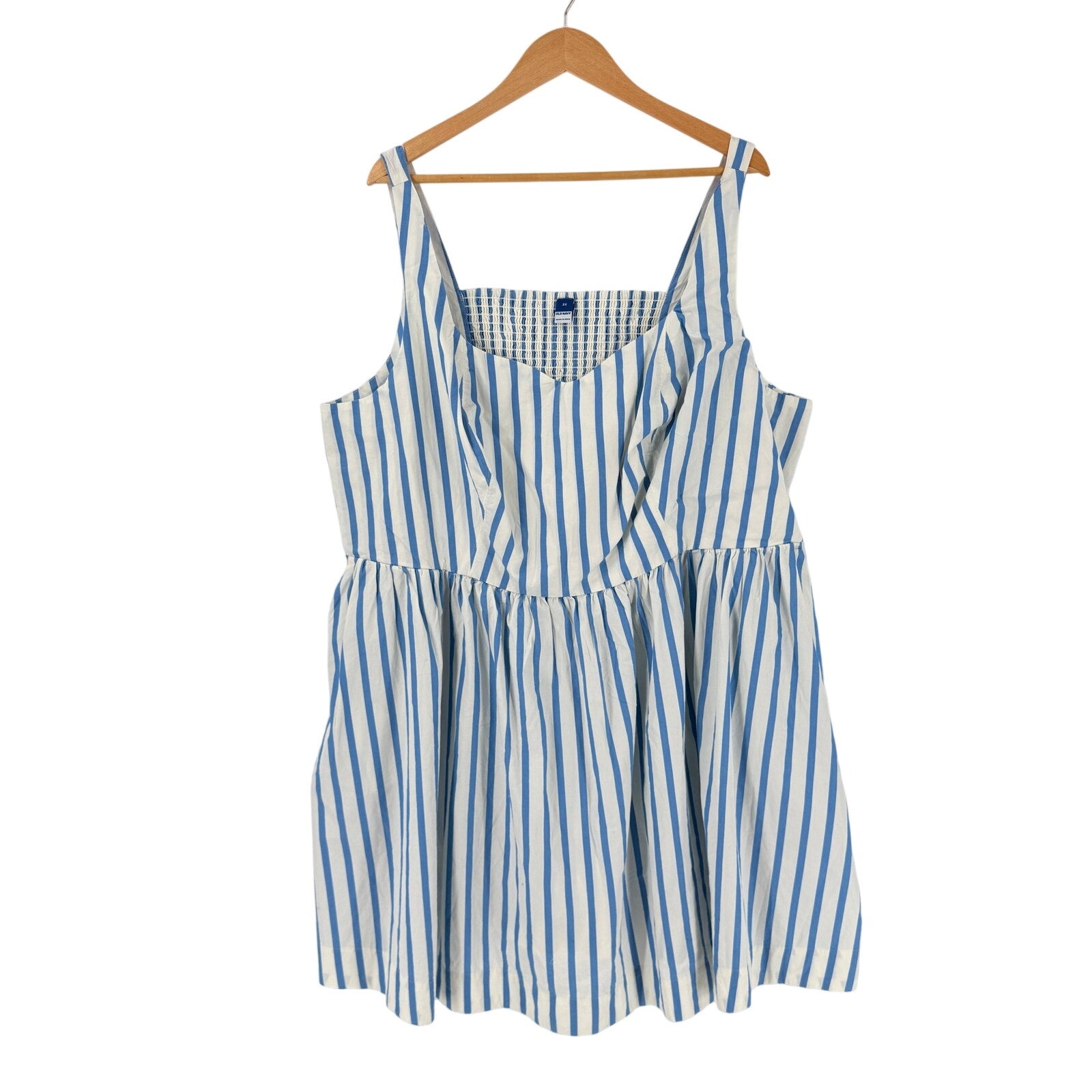 Old Navy Striped Sundress Blue White 3X Tiered Pockets Coastal Summer – Pennypacker Lane