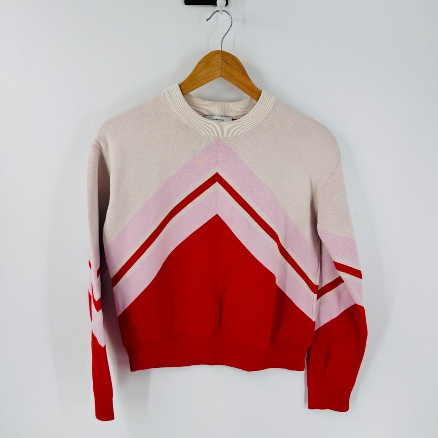 Other Stories Paris Atelier Chevron Colorblock Sweater Preppy Retro Size XS