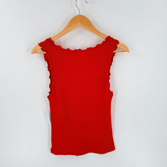 Old Navy Ribbed Tank Top Red Small Lettuce Edge Sleeveless Summer NWT