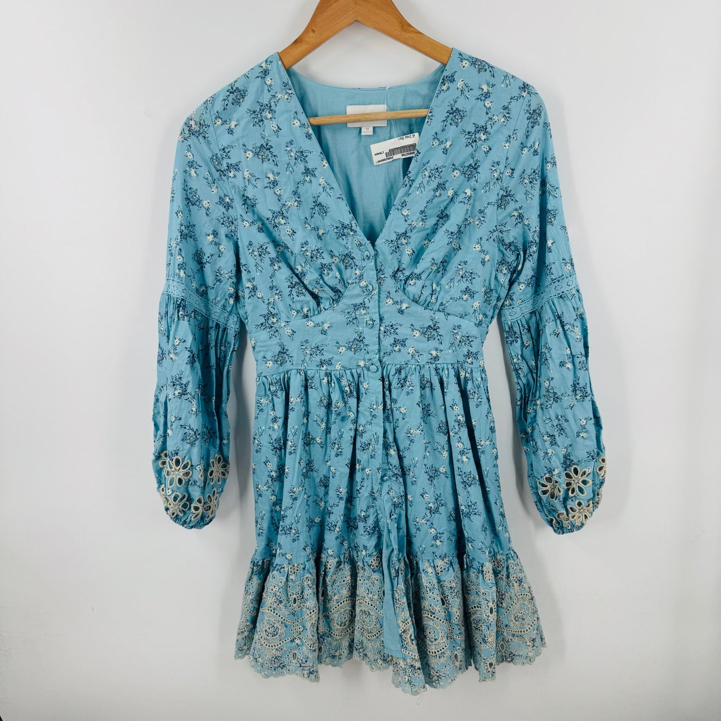 Anthropologie A Collective Story Smocked Floral Babydoll Dress Long Sleeve Sz M