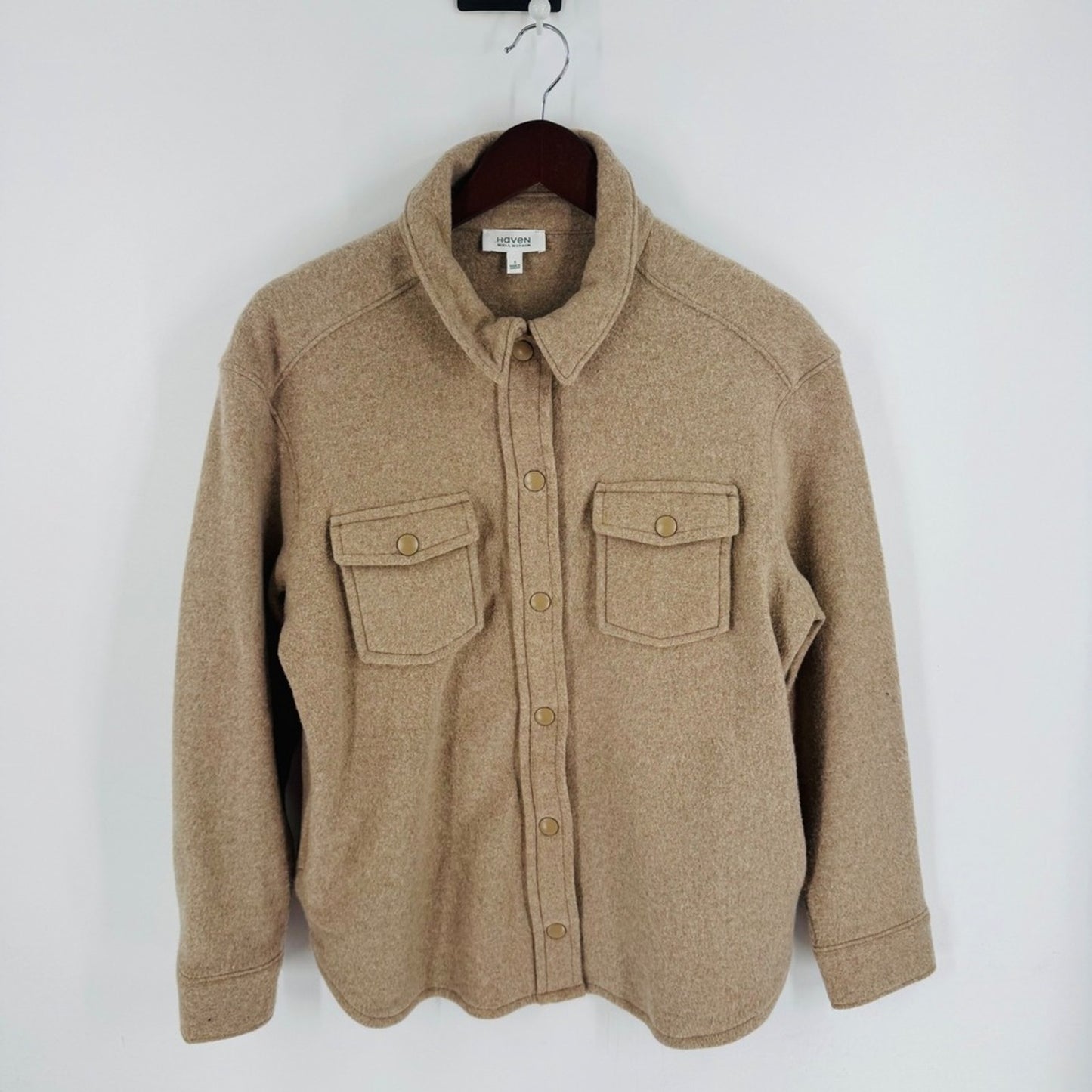 Haven Well Within Oatmeal Cotton Blend Knit Shacket Size S Cozy Earthy Granola