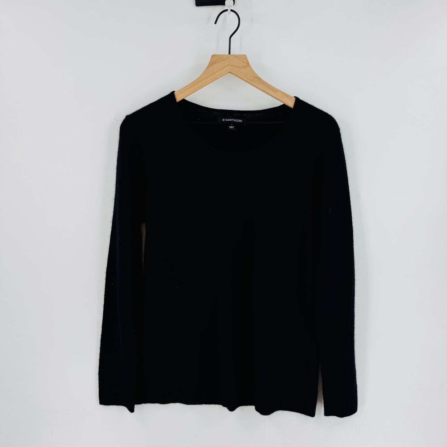 41 Hawthorn 100% Cashmere Black Crewneck Sweater Size L Minimalist Capsule
