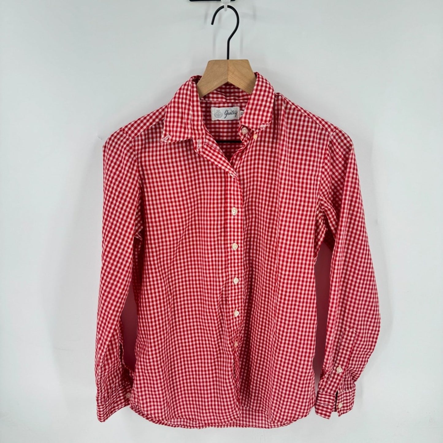 Gentry Button Down Shirt Red 10 Gingham Check Long Sleeve Americana Heritage
