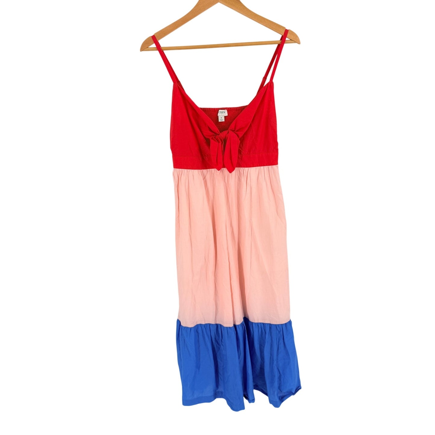J. Crew Factory Colorblock Maxi Dress Red Pink Blue Size 2 Coastal Americana