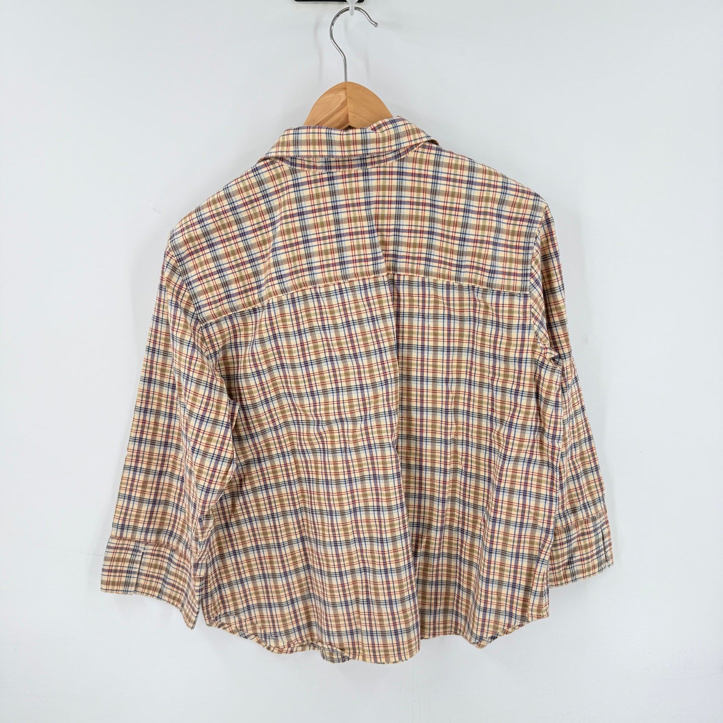 Vintage Liz Claiborne LizWear Plaid Button Front Shirt XL 100% Cotton Americana