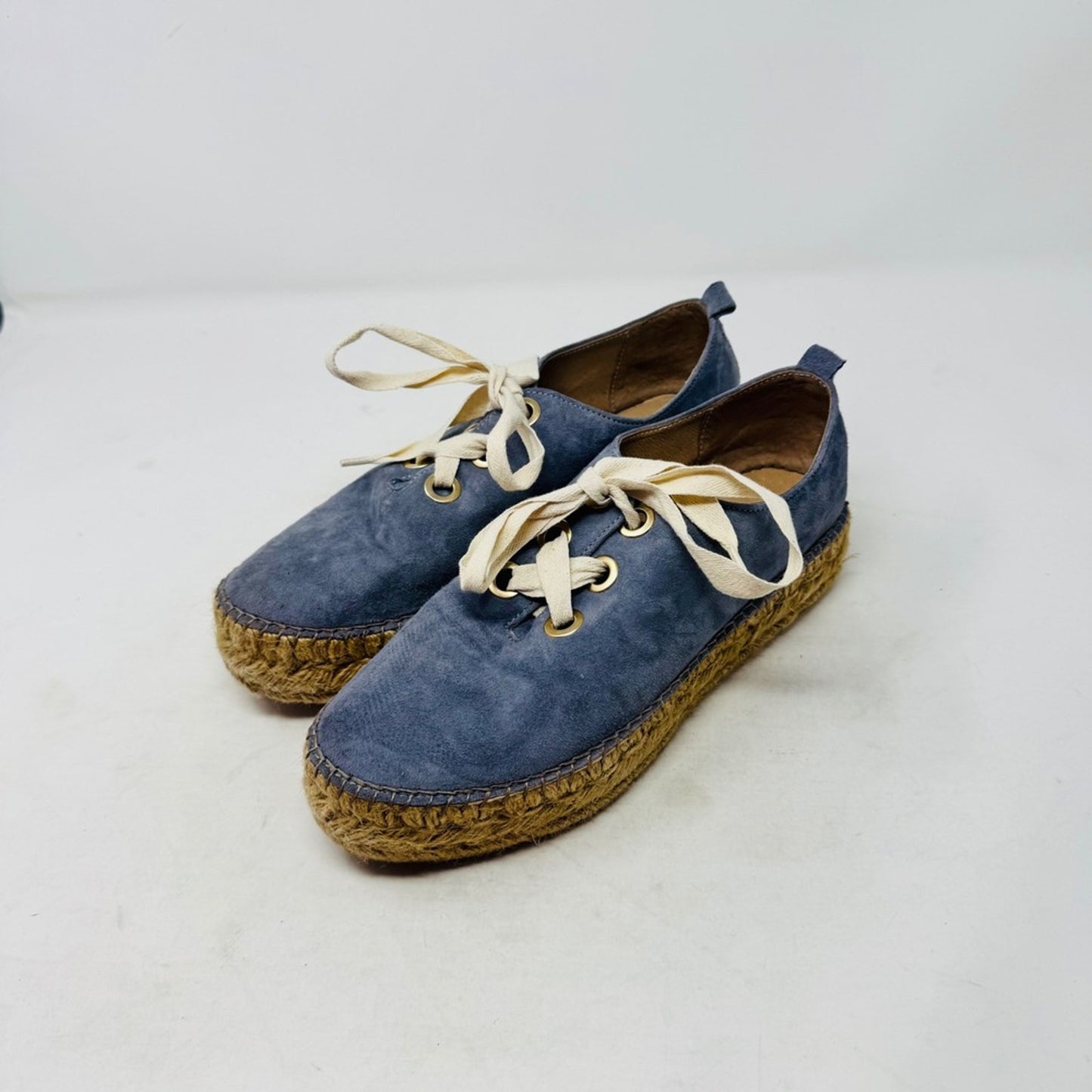Eric Michael Blue Suede Espadrille Sneakers EU 38 Platform Spain Boho Coastal