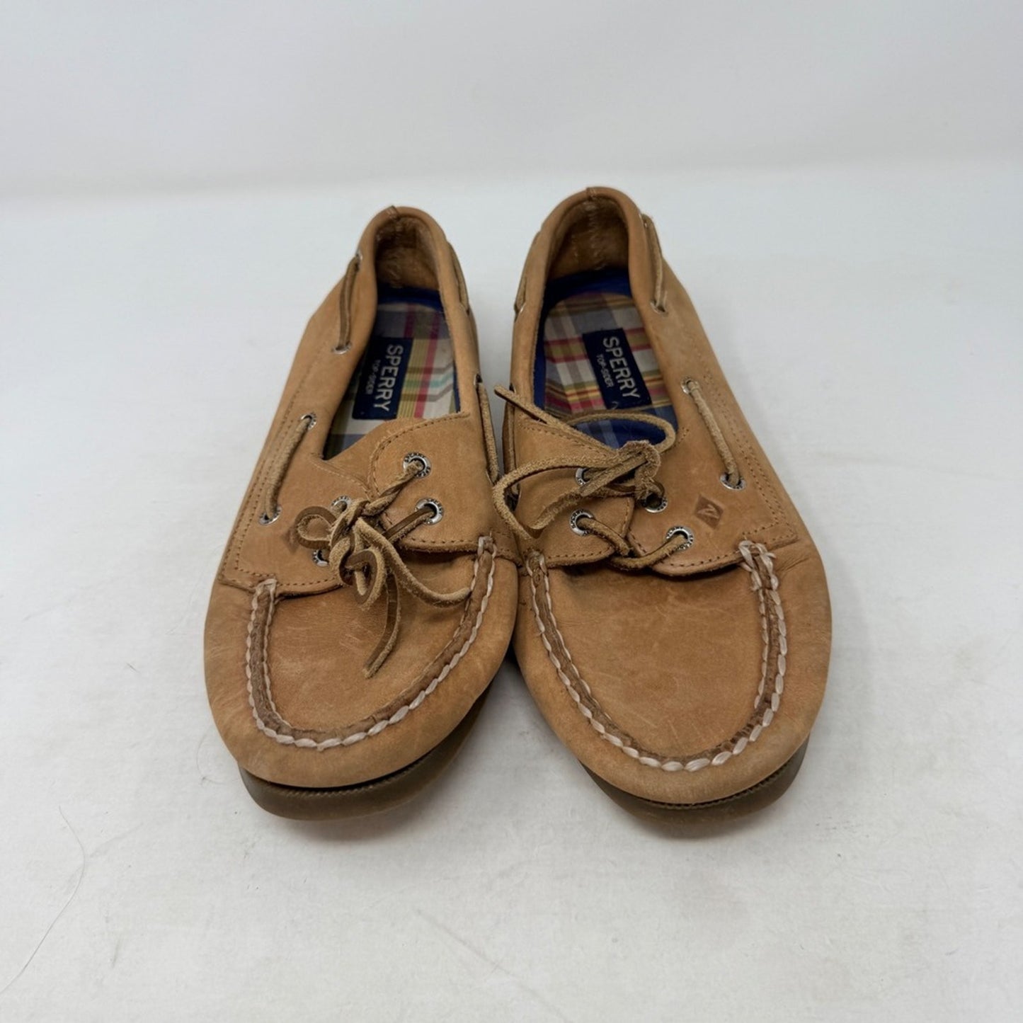 Sperry Authentic Original Leather Boat Shoes Tan 2 Eye Moc Toe Womens 7.5W