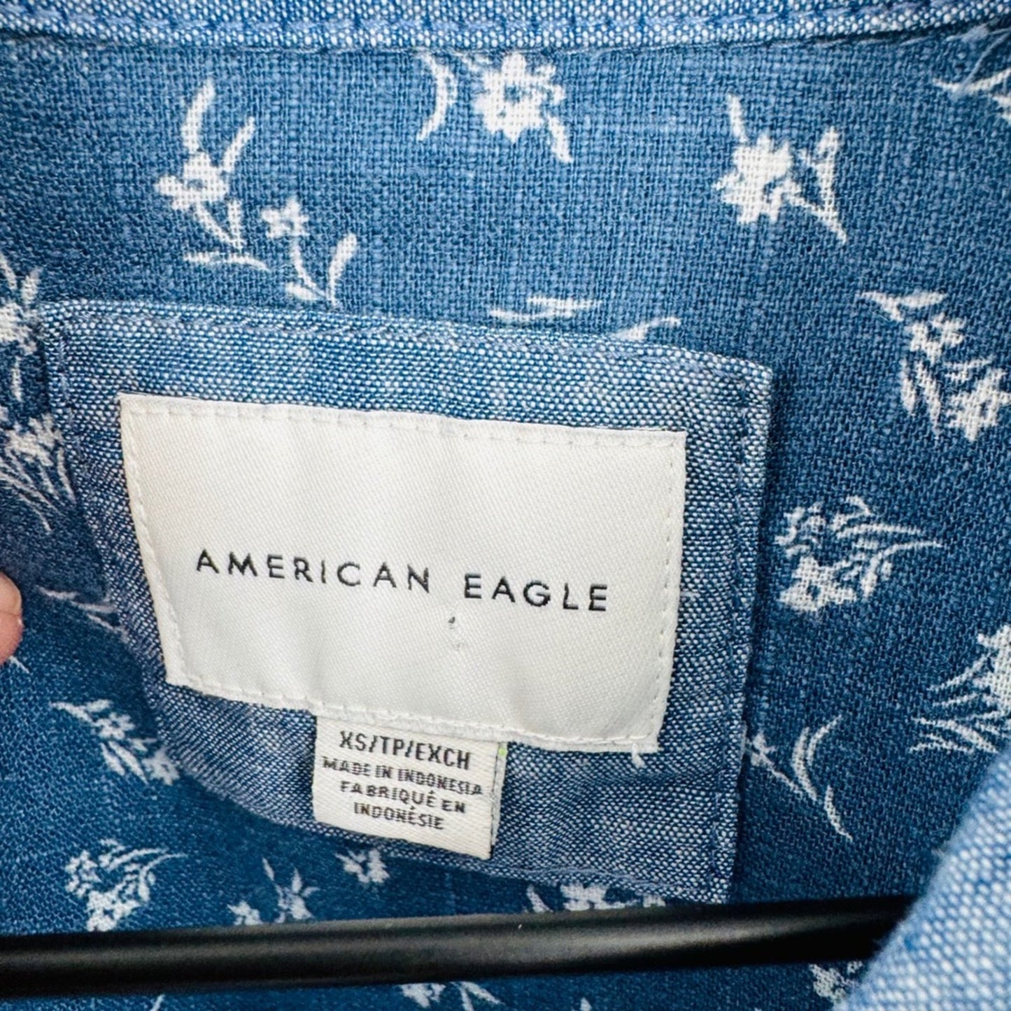 American Eagle Patchwork Linen Blend  Shirt Size XS Oversized Coastal Cowgirl