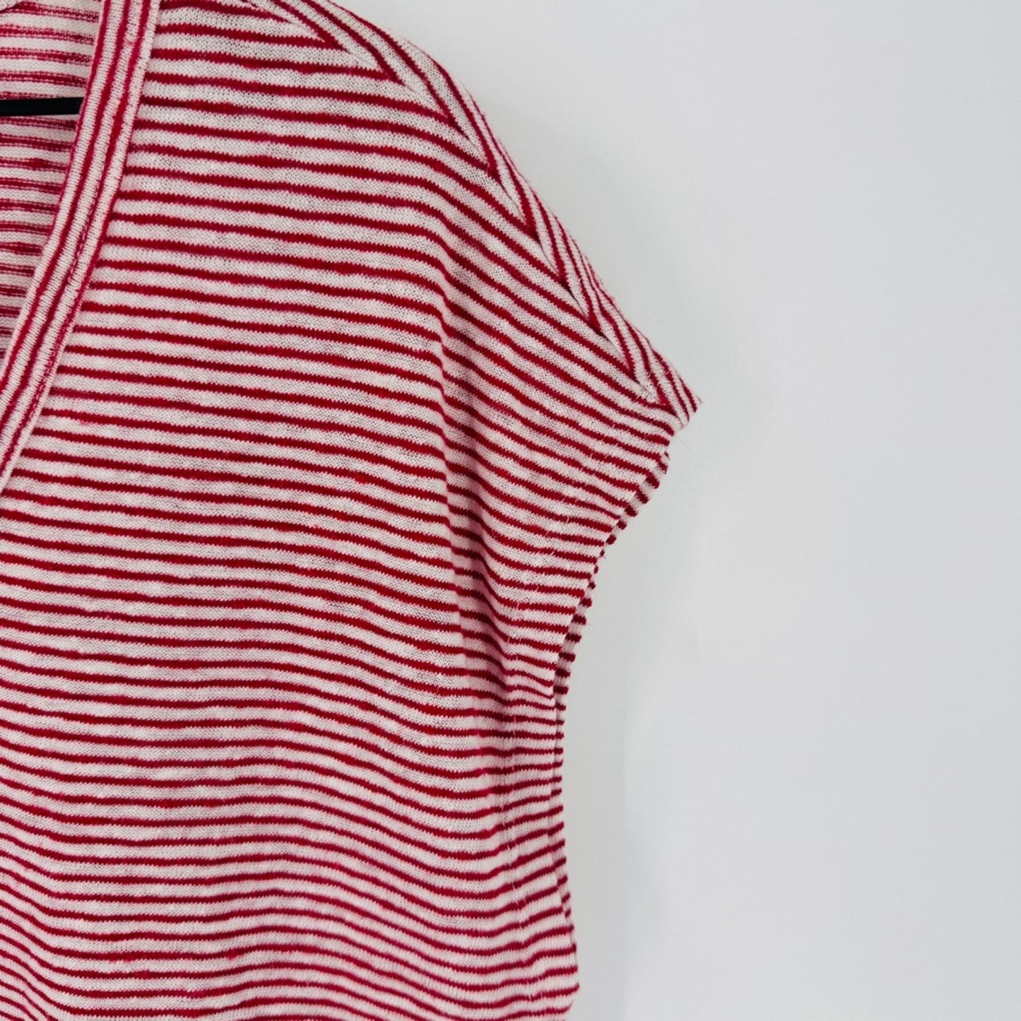 Universal Thread Striped T-Shirt Red‎ White Size L Linen Blend Coastal Nautical