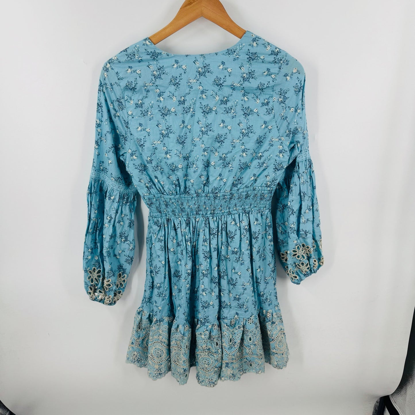 Anthropologie A Collective Story Smocked Floral Babydoll Dress Long Sleeve Sz M