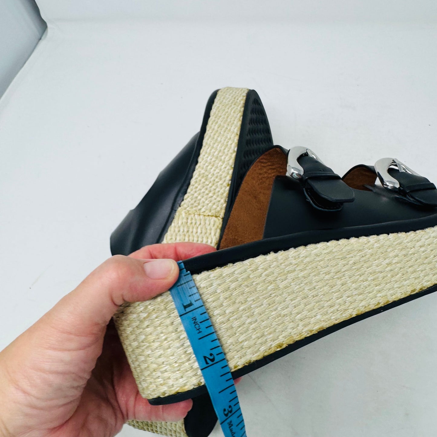 Aerosoles Women’s Size 10 Black Buckle Platform Sandals Espadrille Wedge Slides