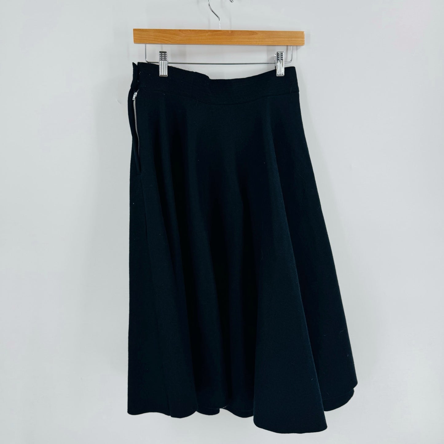 Vintage 1950s Junior House Wool Felt Poodle Skirt Black A-Line Circle Style