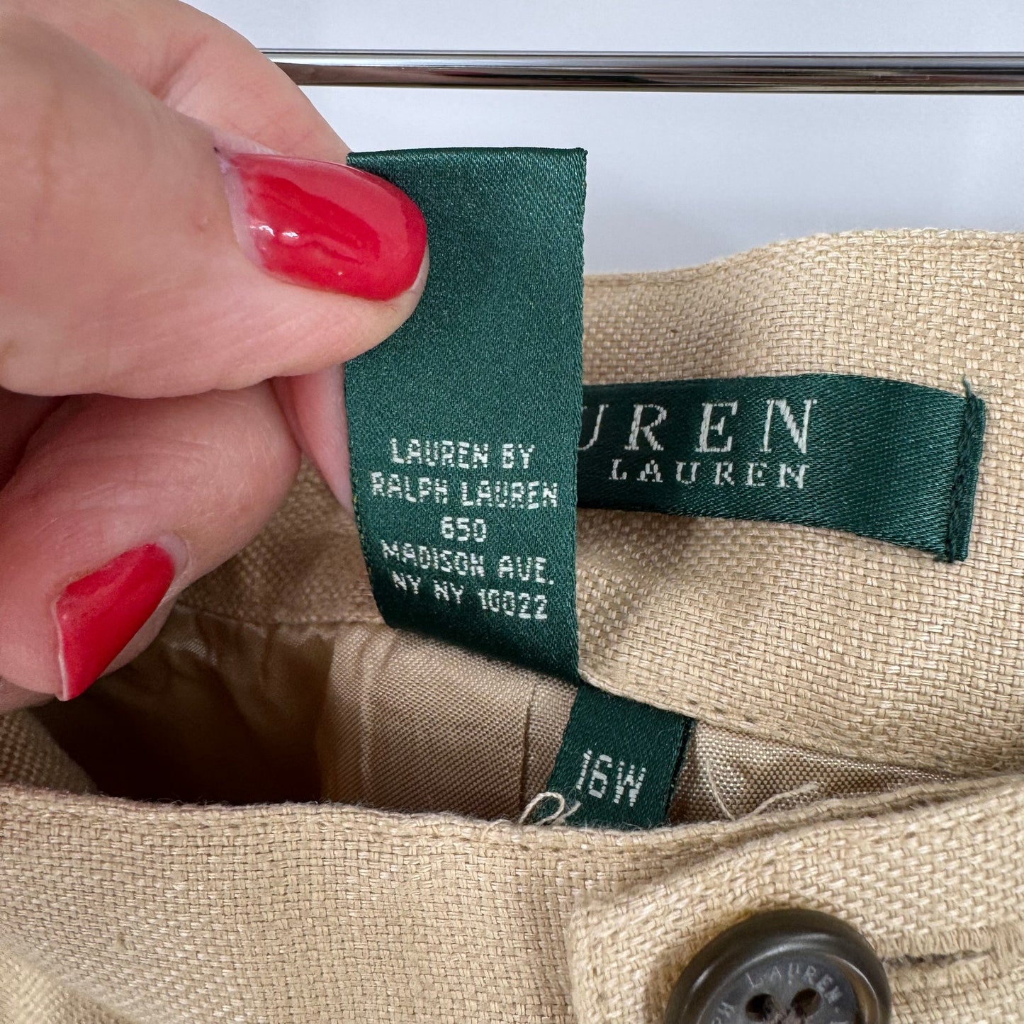 Lauren Ralph Lauren Women’s 16W Beige Linen Blend Wide Leg Pants