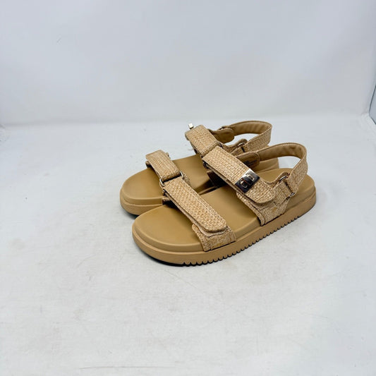 A New Day Raffia Platform Sandals Beige Tan Size 7 Strappy Comfort Lug Sole