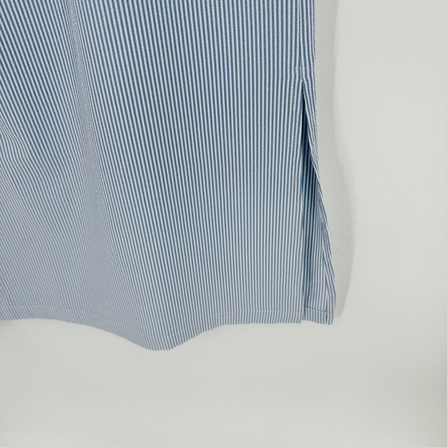 Talbots Vintage Blue White Pinstripe Midi Skirt Size 4 Preppy Coastal Seersucker