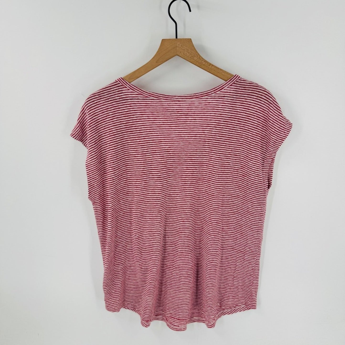 Universal Thread Striped T-Shirt Red‎ White Size L Linen Blend Coastal Nautical
