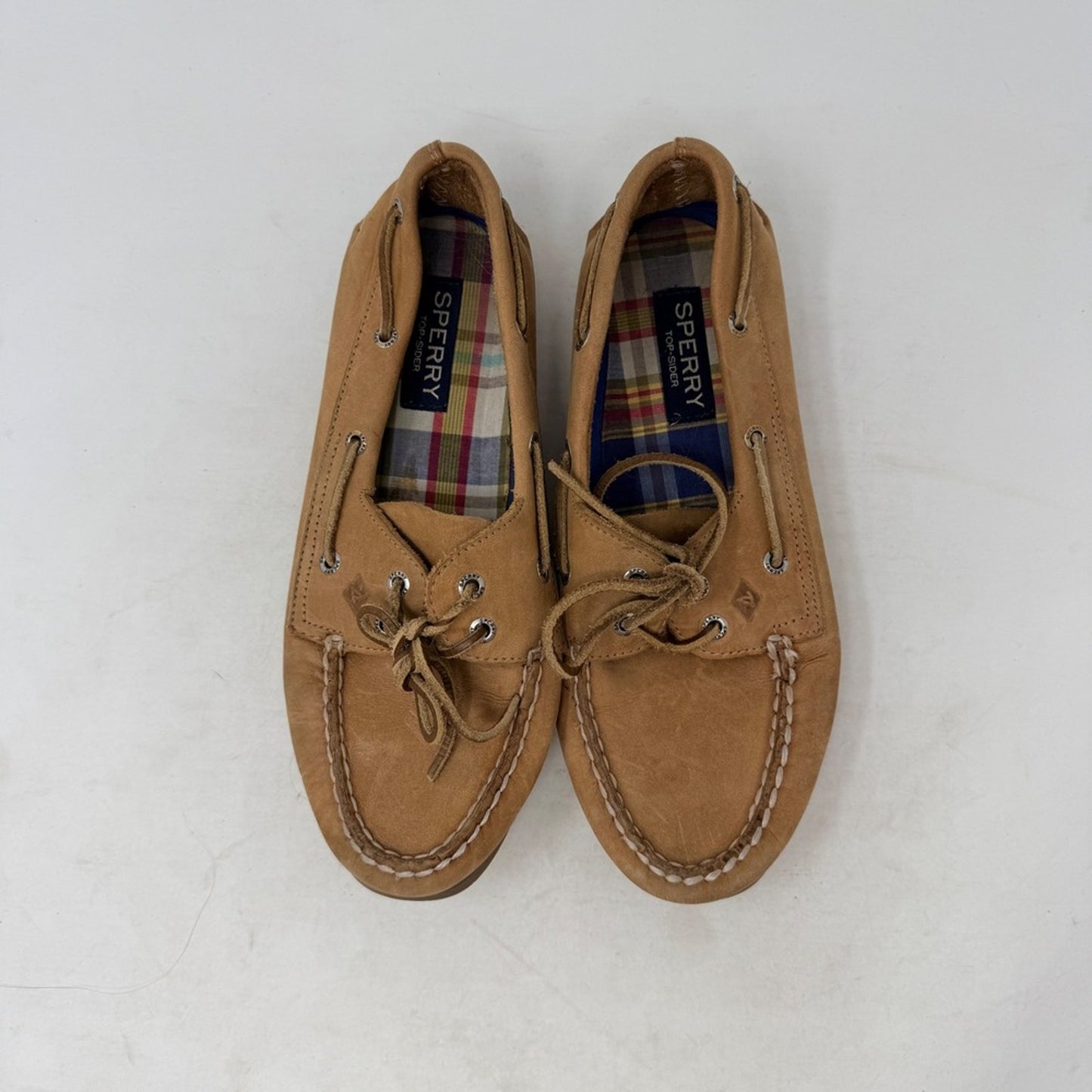 Sperry Authentic Original Leather Boat Shoes Tan 2 Eye Moc Toe Womens 7.5W