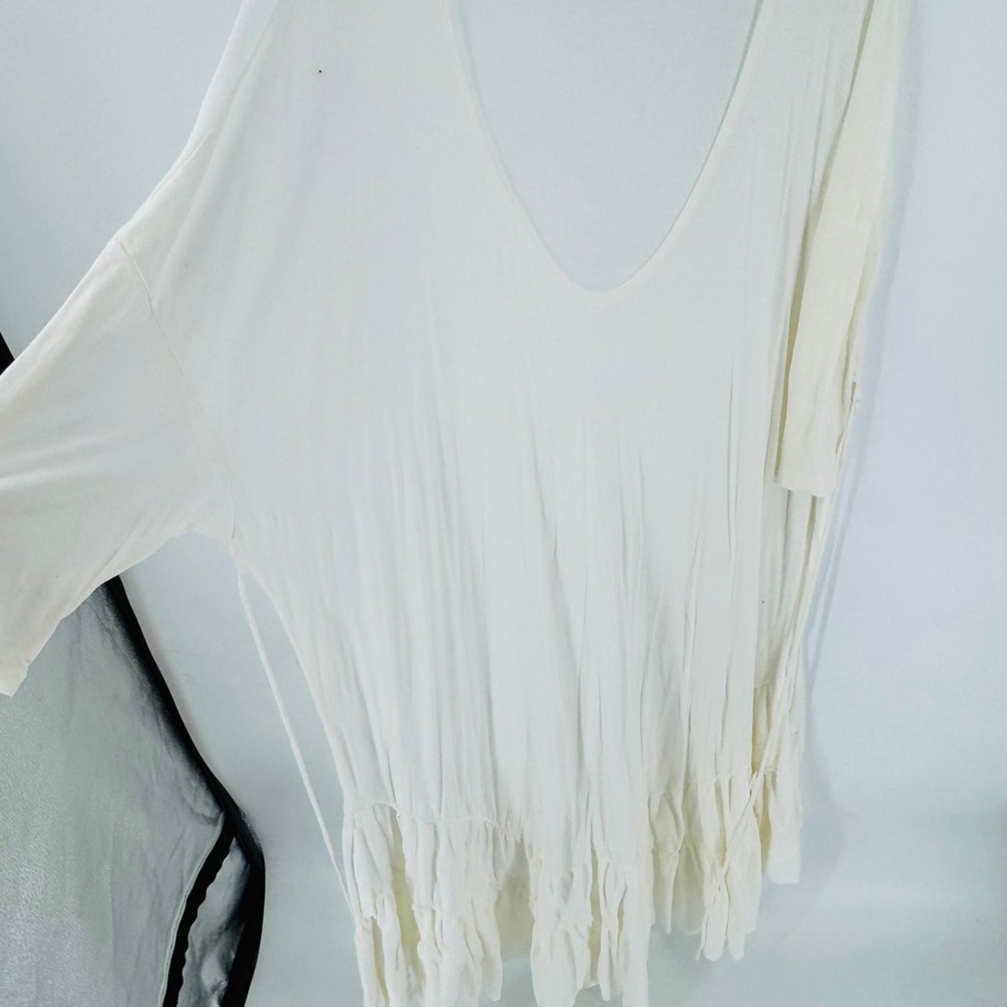 Free People Beach Ivory Soft Lightweight Flowy Midi Dress Size XS Boho Coastal