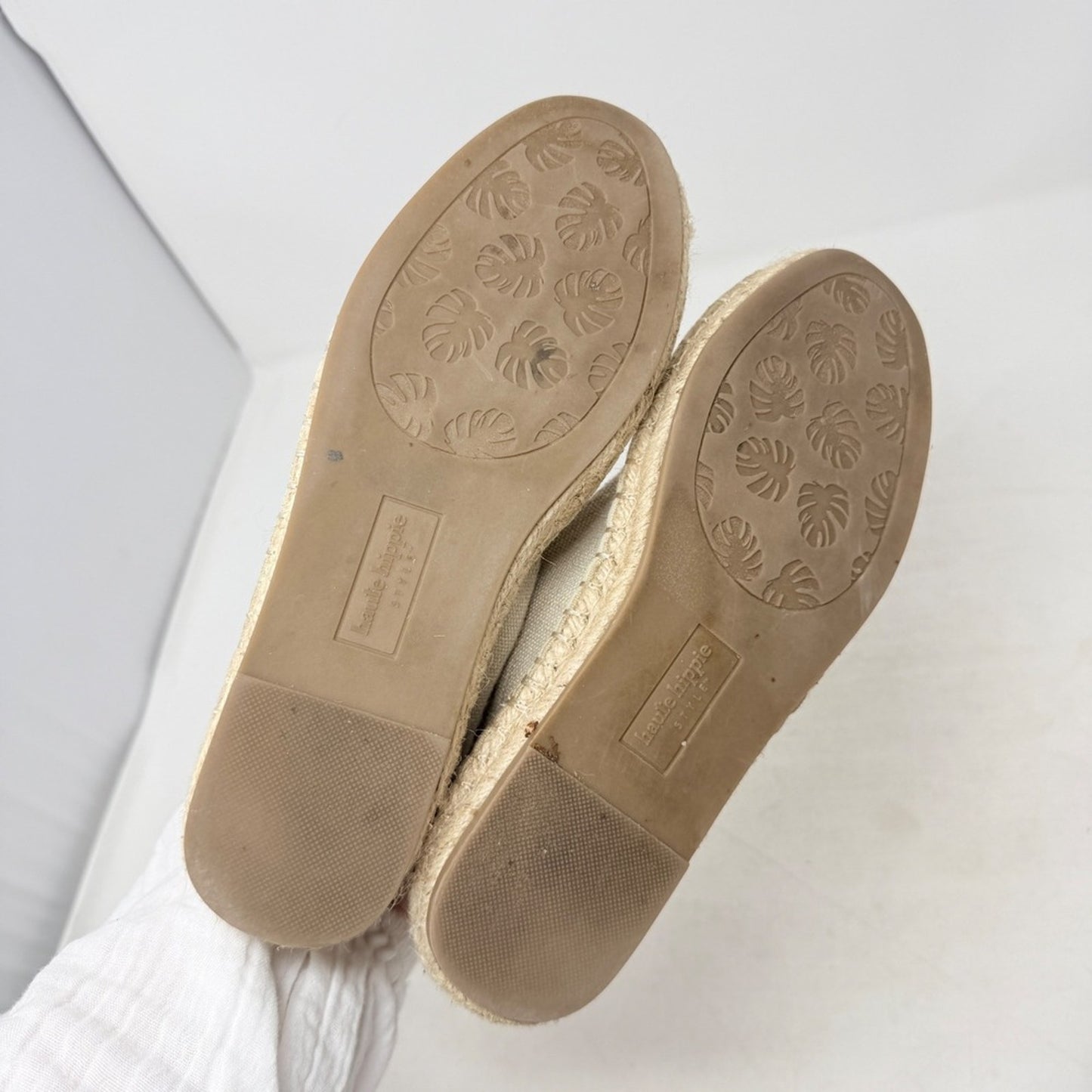 Haute Hippie Oatmeal Cecily Mary Jane Espadrille Flats‎ Canvas Size 8.5 Boho