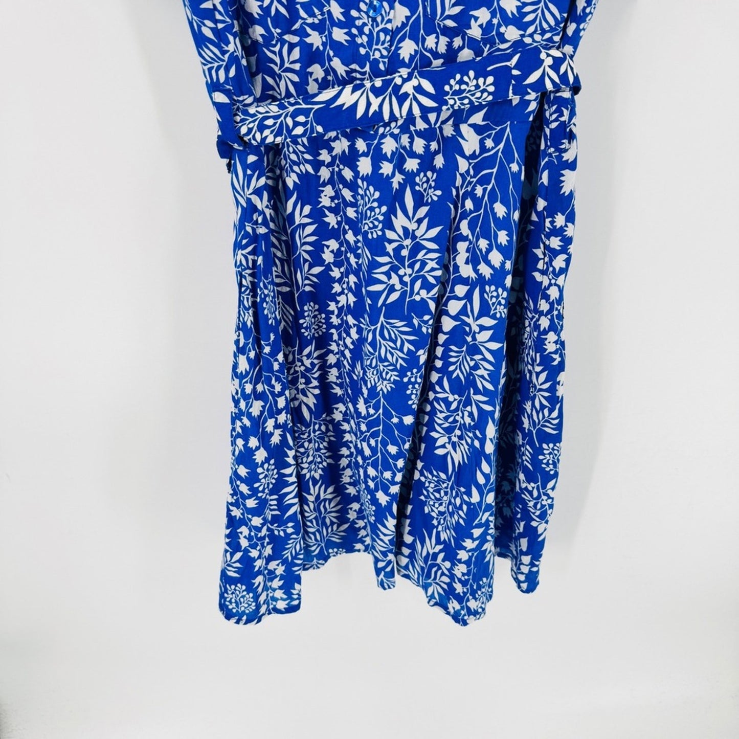 Mango Blue White Floral Cotton Shift Dress Size 4 Breezy Coastal Preppy Summer