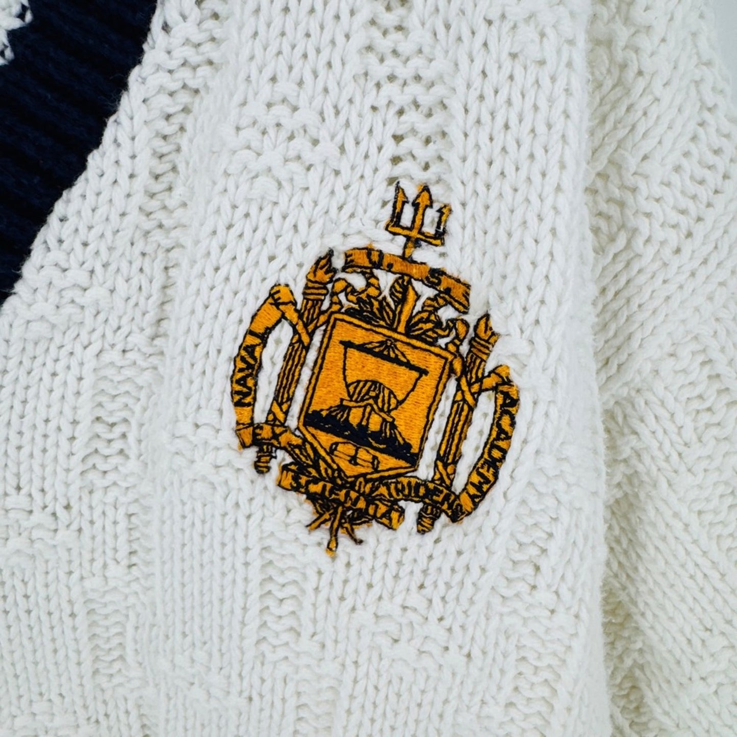 Vintage Isle of Cotton US Naval Academy Cable Knit Sweater‎ Size M USA Heritage