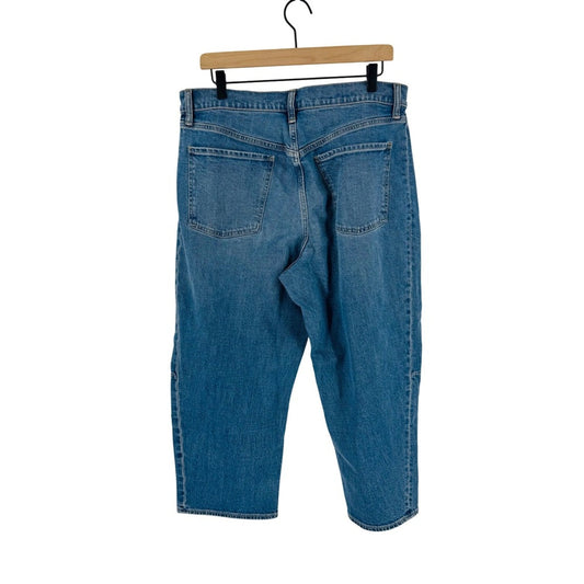 Old Navy Size 14 Petite High Rise Barrel Leg Jeans Trendy Relaxed Modern