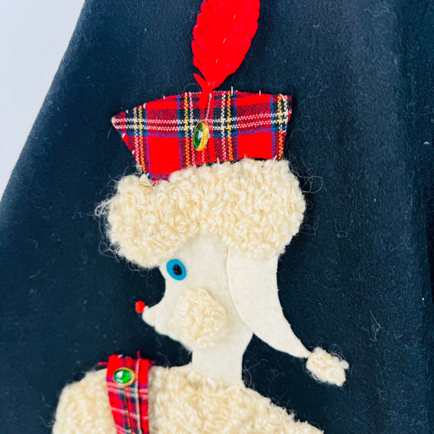 Vintage 1950s Junior House Wool Felt Poodle Skirt Black A-Line Circle Style