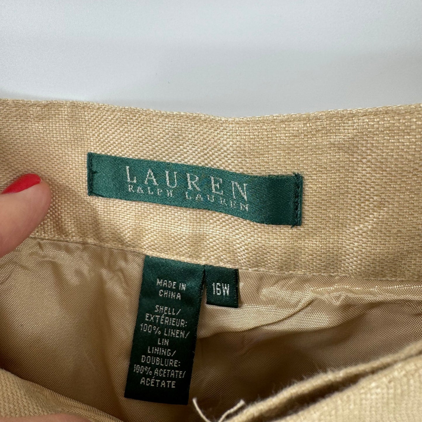 Lauren Ralph Lauren Women’s 16W Beige Linen Blend Wide Leg Pants