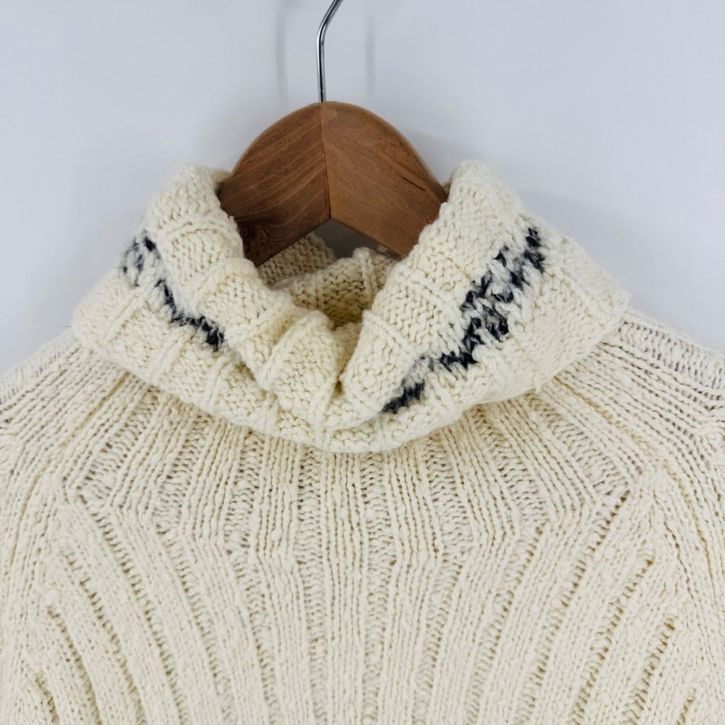 Pilcro Anthropologie Chunky Knit Fair Isle Turtleneck Cream Size L Cozy Cottage