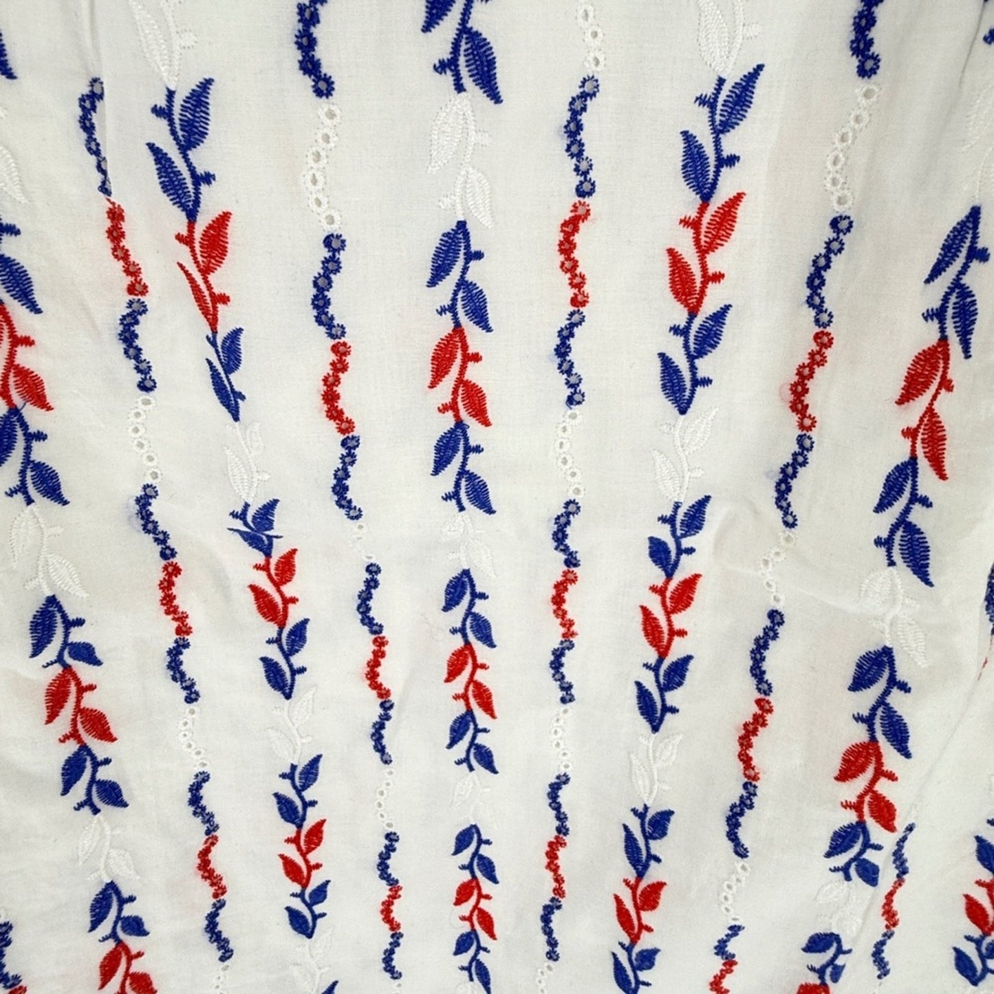 Talbots Americana Eyelet Square Neck Embroidered Cotton Top Blouse Size S Small