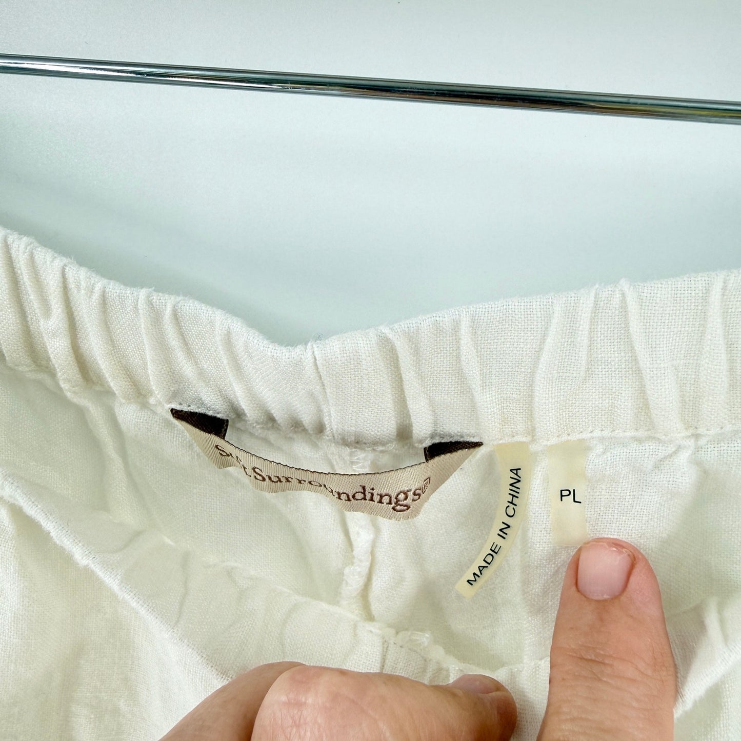 Soft Surroundings 100% Linen Pants White Petite Large Coastal Resort