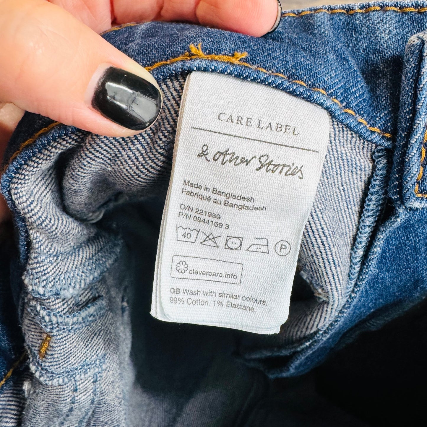 & Other Stories Flared Patch Pocket Jeans High Waist Blue Denim Size EU 34