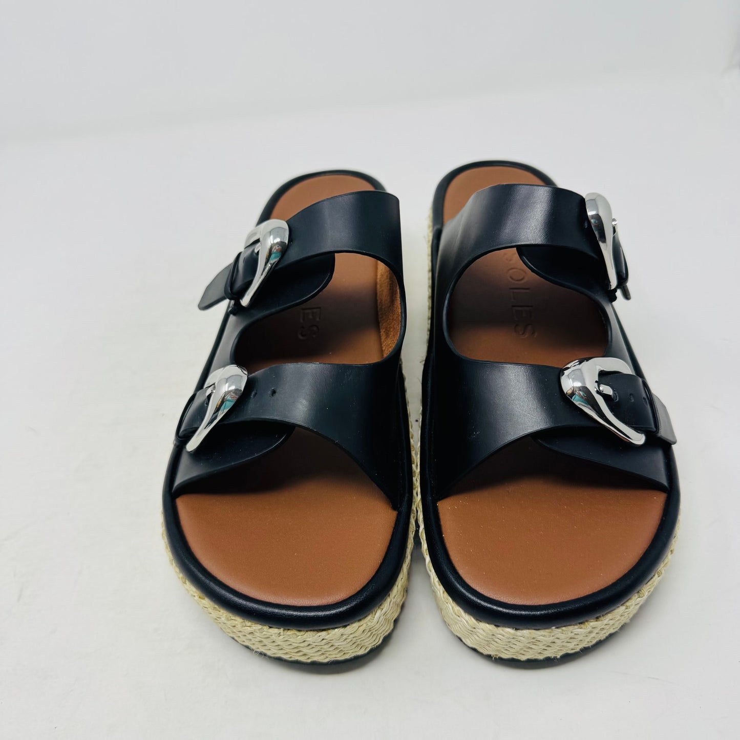 Aerosoles Women’s Size 10 Black Buckle Platform Sandals Espadrille Wedge Slides