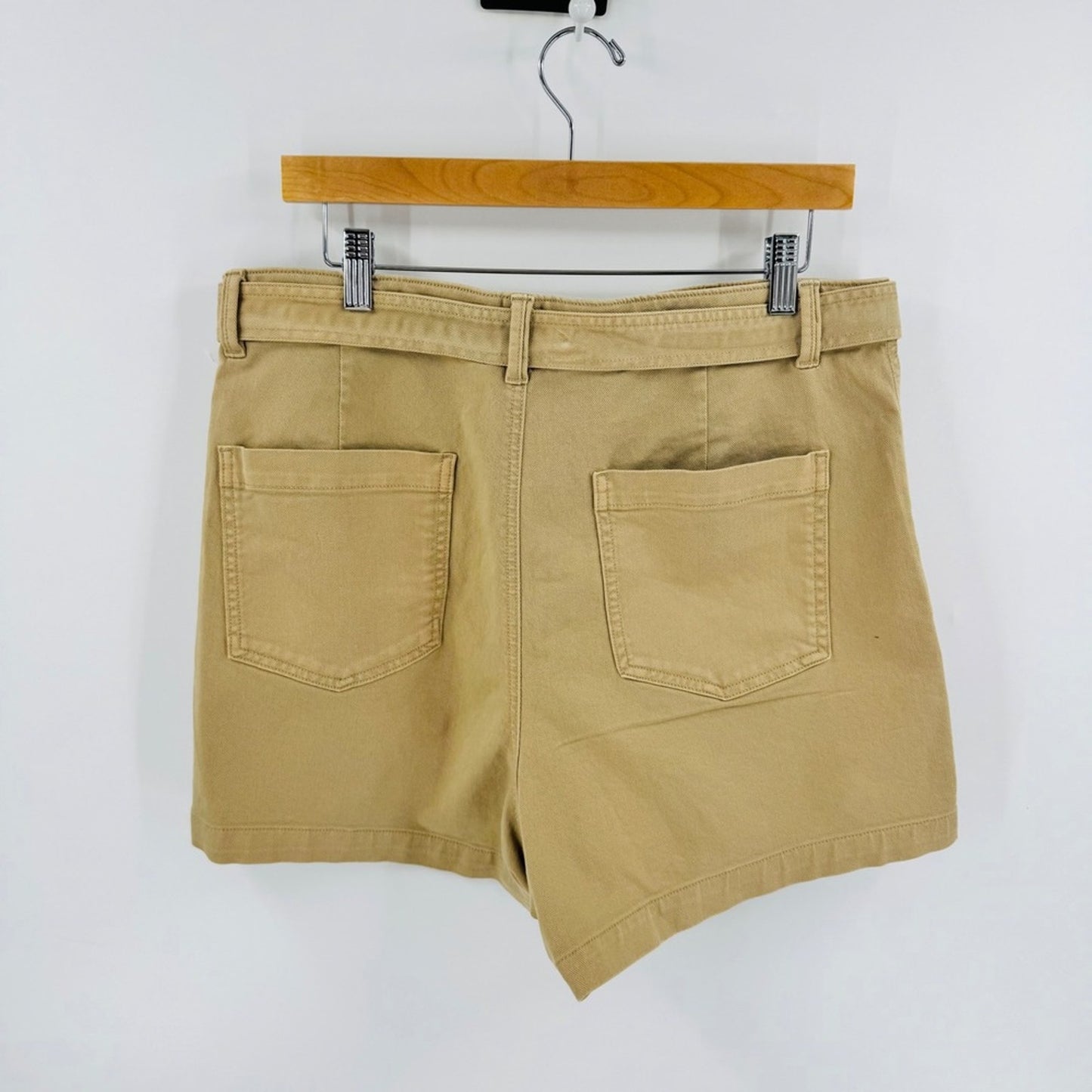 Gap Khaki Shorts Tan 16 Tall High Rise Belted D-Ring Cotton Blend Casual Summer