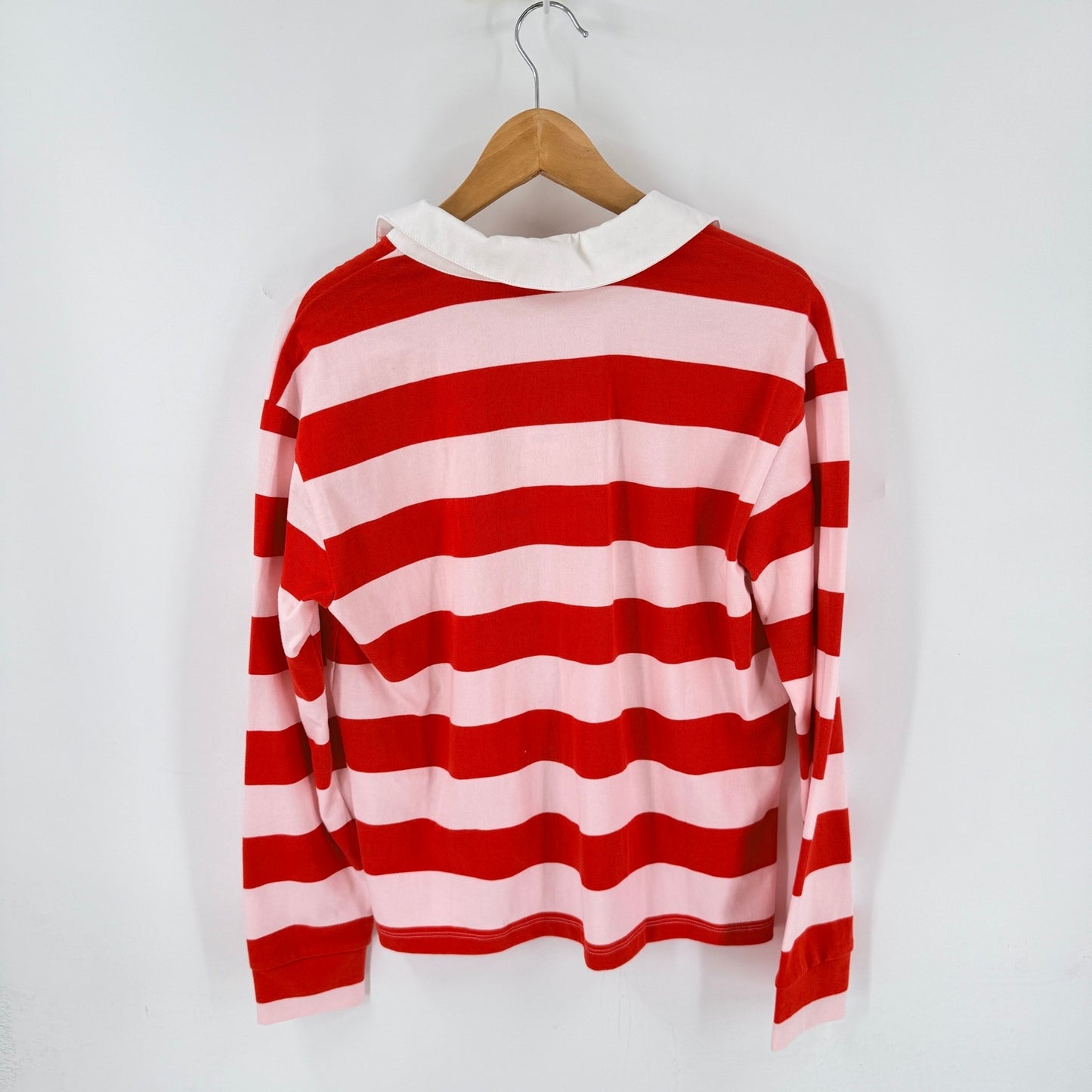 On 34th Rugby Shirt Pink Red Stripe Medium NWT Coastal Americana