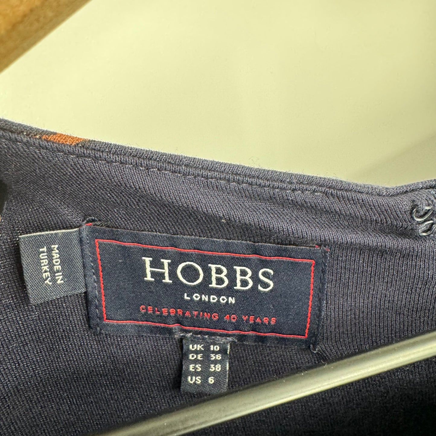 Hobbs London Sian Jersey Dress Dog Print Navy Blue Long Sleeve Casual Size 6