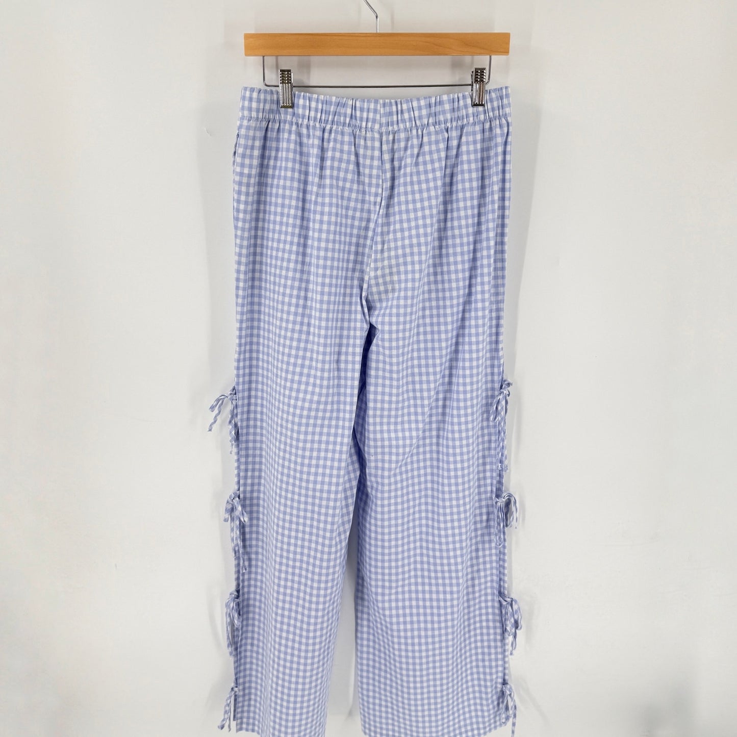 Sincerely Jules Gingham Wide Leg Pants Blue White Large NWT Coastal Cottage