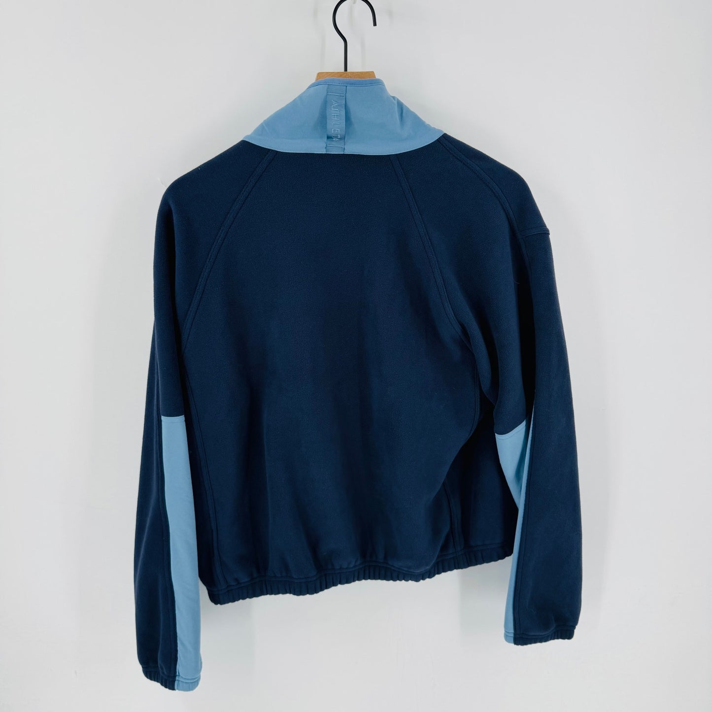 Athleta Microfleece Sweatshirt Navy & Sky High Collar Pullover Size S Small