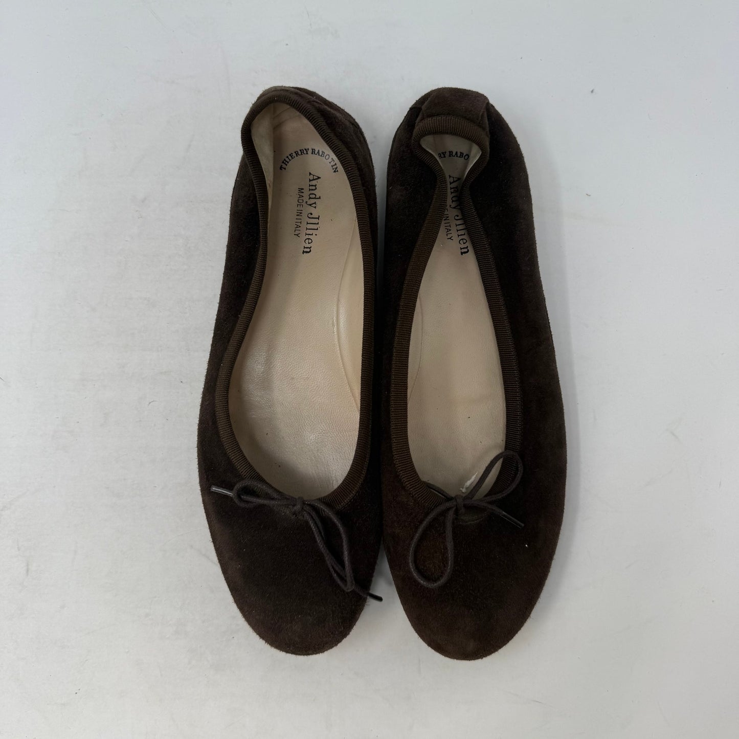 Andy Julien Ballet Flats Women’s Size 38.5 Brown Suede Round Toe Slip On Shoes