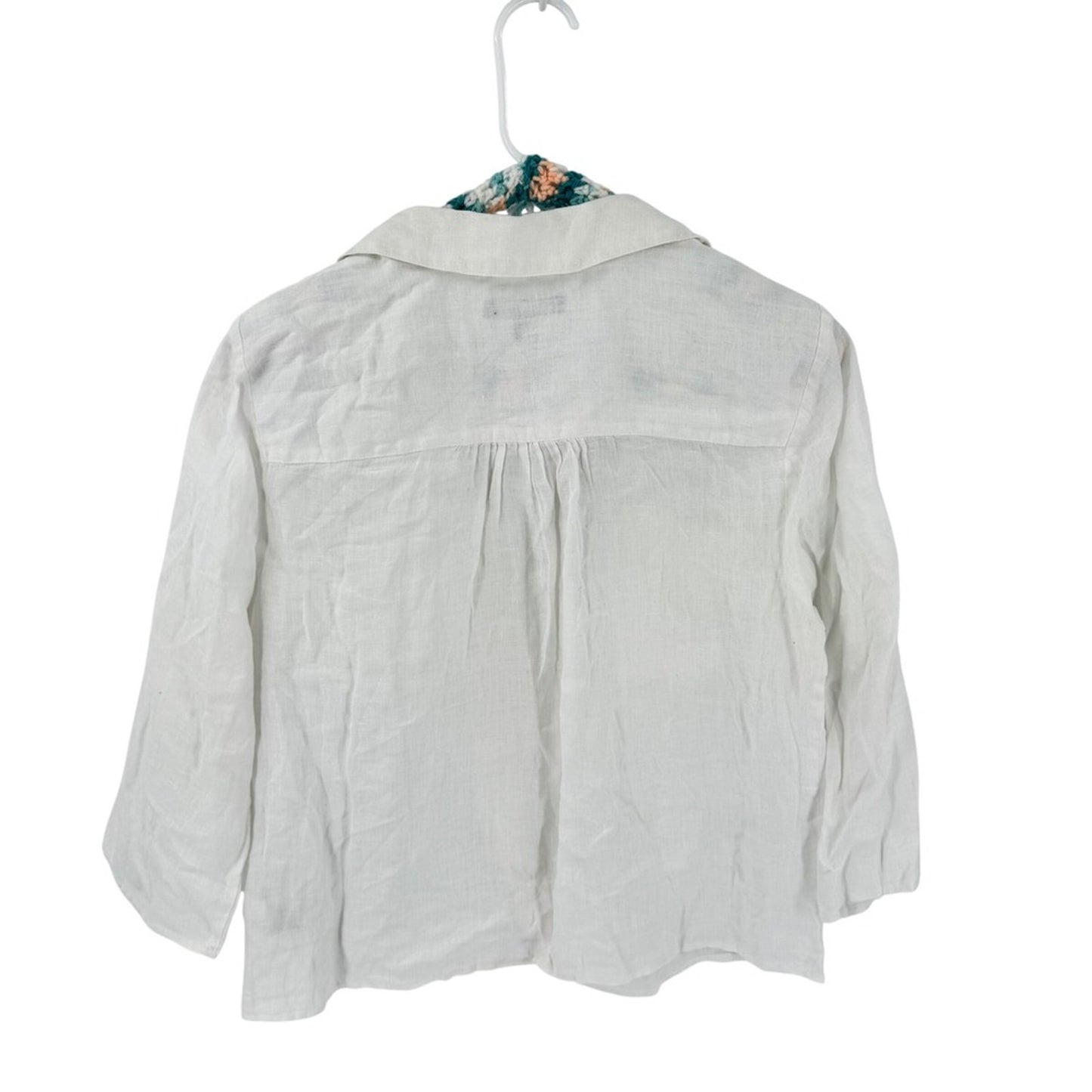 INC Linen Button Down Shirt White Small Coastal Grandma Minimalist Chic