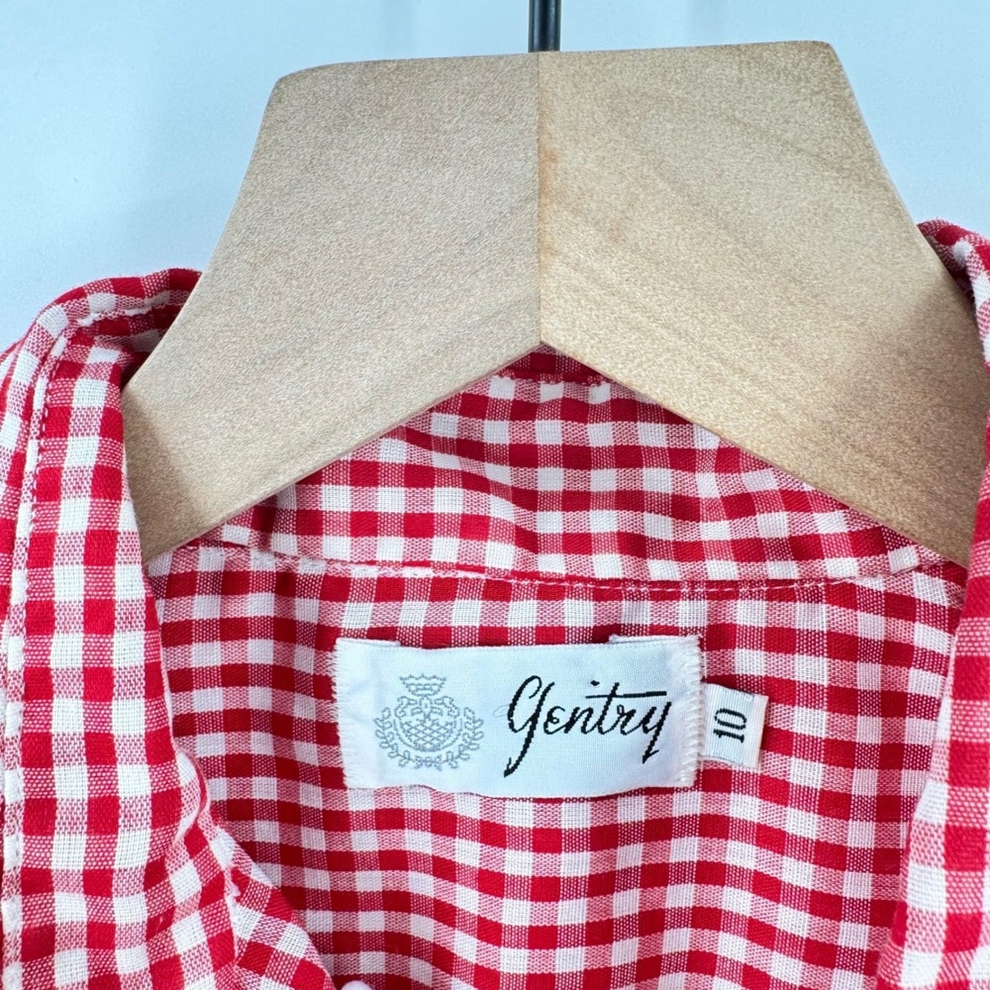 Gentry Button Down Shirt Red 10 Gingham Check Long Sleeve Americana Heritage