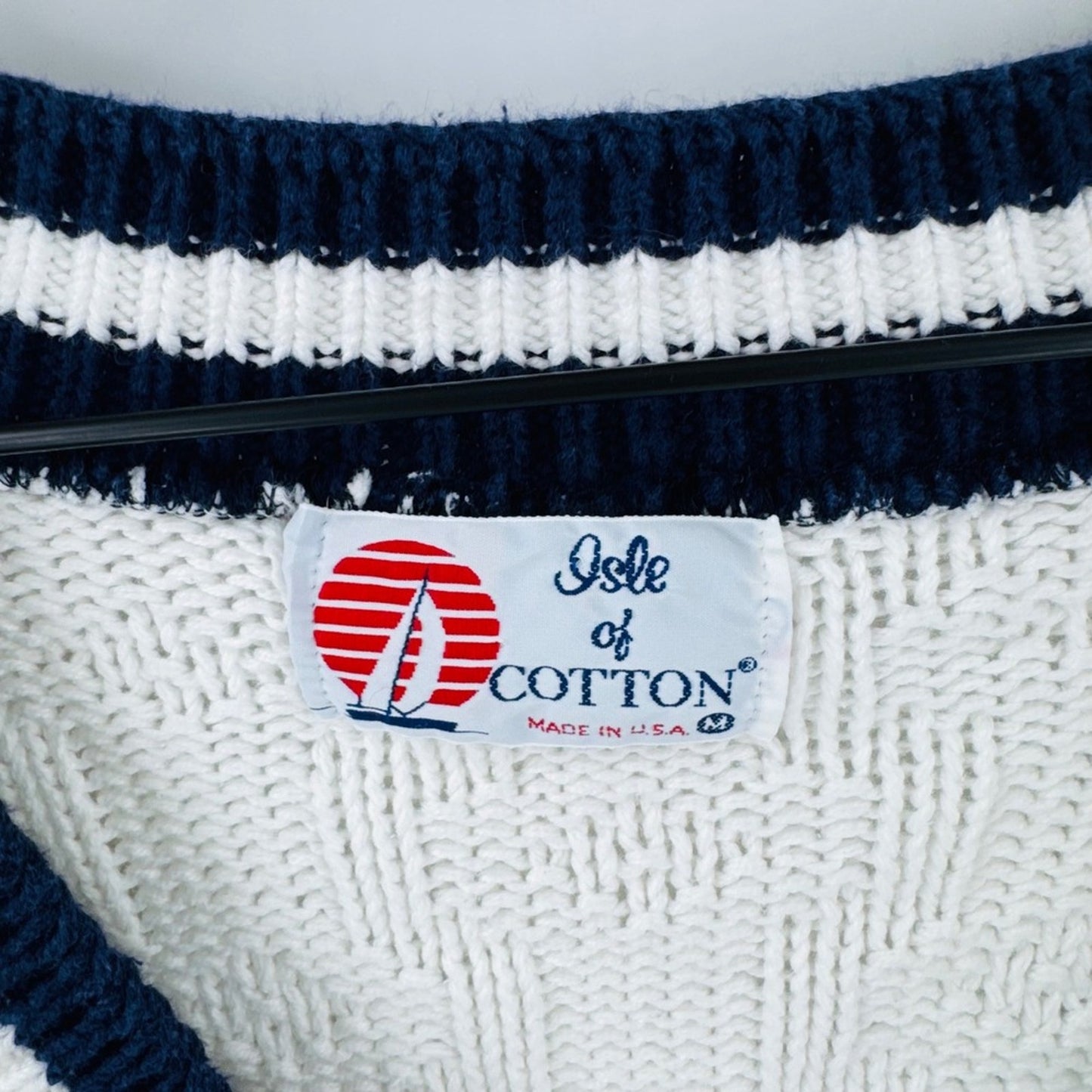 Vintage Isle of Cotton US Naval Academy Cable Knit Sweater‎ Size M USA Heritage
