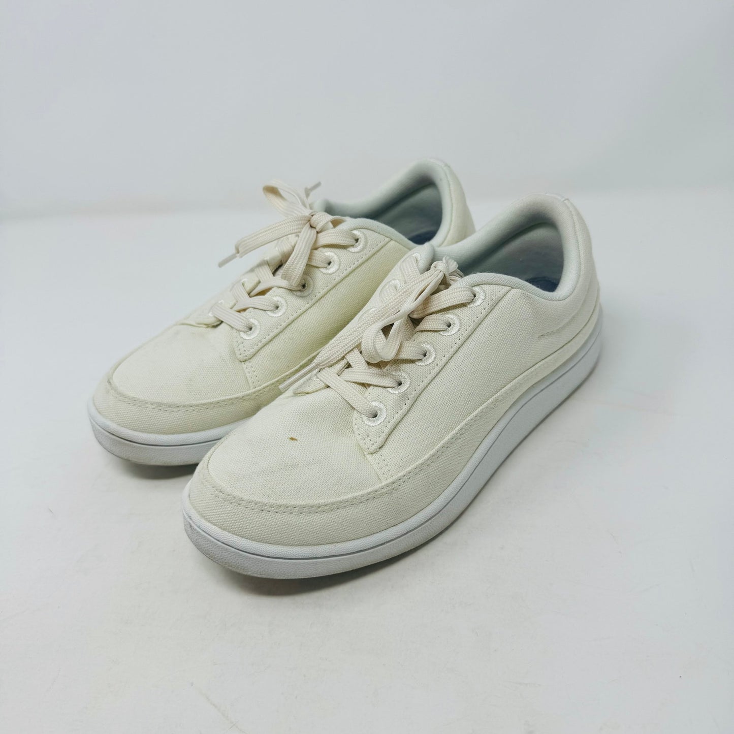 Allbirds Canvas Pacers Sneakers White Eco-Friendly Casual Shoes Lace Up Size 7